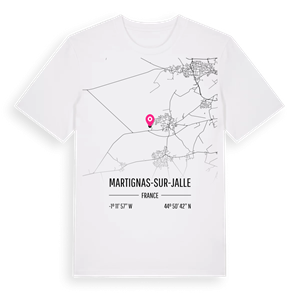 Martignas-sur-Jalle karta t-shirt – ekologisk bomull t-shirt från Pinshirt