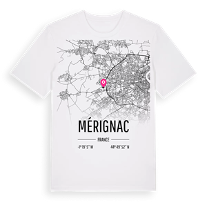 Mérignac karta t-shirt – ekologisk bomull t-shirt från Pinshirt