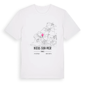 Nieul-sur-Mer karta t-shirt – ekologisk bomull t-shirt från Pinshirt