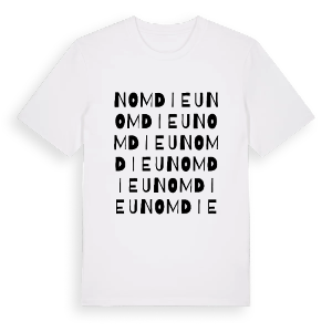 Nomdieu ordlek t-shirt – ekologisk bomull t-shirt från Pinshirt