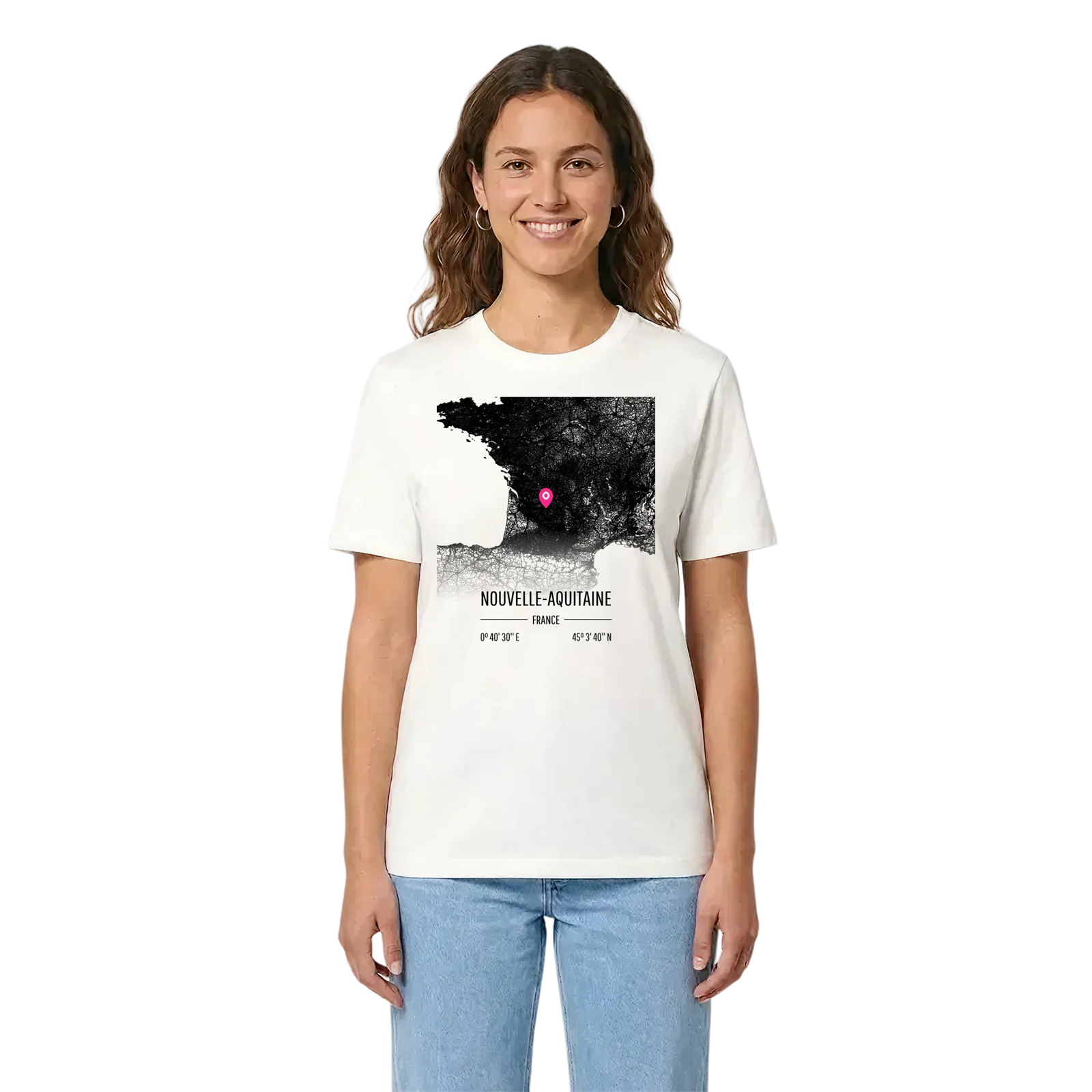 Nouvelle-Aquitaine karta t-shirt – White, i miljö