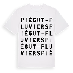 Piégut-Pluviers ordlek t-shirt – ekologisk bomull t-shirt från Pinshirt