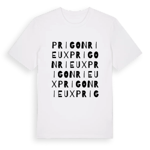 Prigonrieux ordlek t-shirt – ekologisk bomull t-shirt från Pinshirt