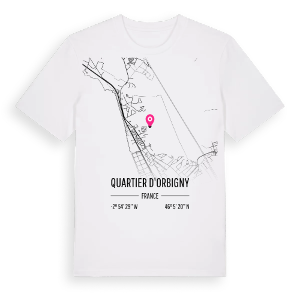 Quartier d'Orbigny karta t-shirt – ekologisk bomull t-shirt från Pinshirt
