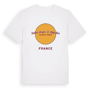 Saint-André-et-Appelles cirkel t-shirt – ekologisk bomull t-shirt från Pinshirt