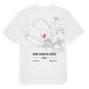 Saint-Aubin-de-Médoc karta t-shirt – ekologisk bomull t-shirt från Pinshirt