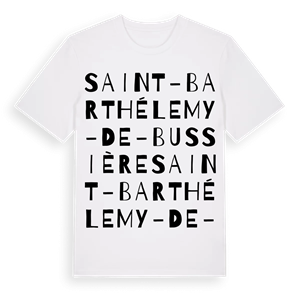 Saint-Barthélemy-de-Bussière ordlek t-shirt – ekologisk bomull t-shirt från Pinshirt