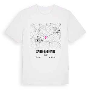Saint-Germain karta t-shirt – ekologisk bomull t-shirt från Pinshirt