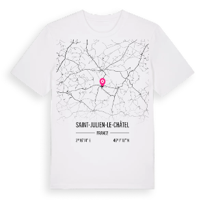 Saint-Julien-le-Châtel karta t-shirt – ekologisk bomull t-shirt från Pinshirt