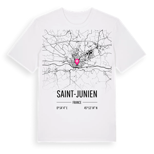 Saint-Junien karta t-shirt – ekologisk bomull t-shirt från Pinshirt
