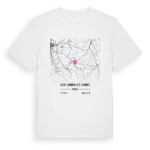 Saint-Junien-les-Combes karta t-shirt – ekologisk bomull t-shirt från Pinshirt