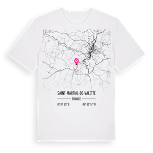Saint-Martial-de-Valette karta t-shirt – ekologisk bomull t-shirt från Pinshirt