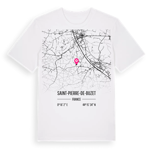 Saint-Pierre-de-Buzet karta t-shirt – ekologisk bomull t-shirt från Pinshirt