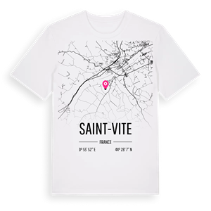 Saint-Vite karta t-shirt – ekologisk bomull t-shirt från Pinshirt
