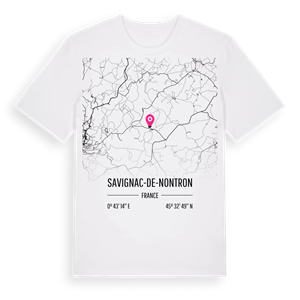 Savignac-de-Nontron karta t-shirt – ekologisk bomull t-shirt från Pinshirt