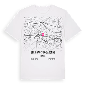 Sérignac-sur-Garonne karta t-shirt – ekologisk bomull t-shirt från Pinshirt