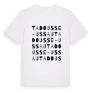 Tadousse-Ussau ordlek t-shirt – ekologisk bomull t-shirt från Pinshirt