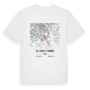 Villenave-d'Ornon karta t-shirt – ekologisk bomull t-shirt från PinShirt