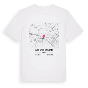 Ygos-Saint-Saturnin karta t-shirt – ekologisk bomull t-shirt från Pinshirt