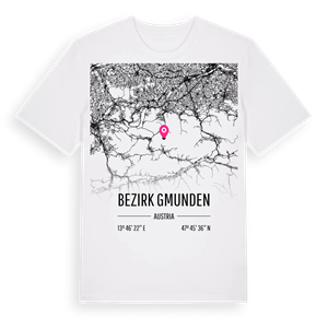 Bezirk Gmunden karta t-shirt – ekologisk bomull t-shirt från Pinshirt