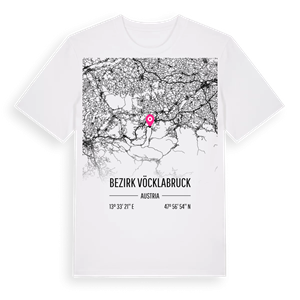 Bezirk Vöcklabruck karta t-shirt – ekologisk bomull t-shirt från Pinshirt