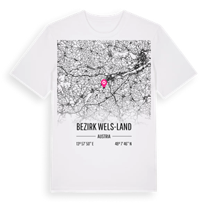 Bezirk Wels-Land karta t-shirt – ekologisk bomull t-shirt från Pinshirt