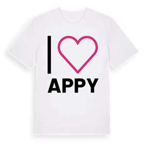 Jag älskar Appy t-shirt stort tryck – ekologisk bomull t-shirt från Pinshirt