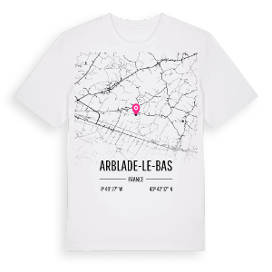 Arblade-le-Bas karta t-shirt – ekologisk bomull t-shirt från Pinshirt