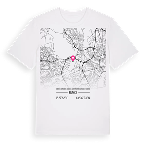 Arènes Romaines / Ancely / Saint-Martin du Touch / Purpan karta t-shirt – ekologisk bomull t-shirt från Pinshirt