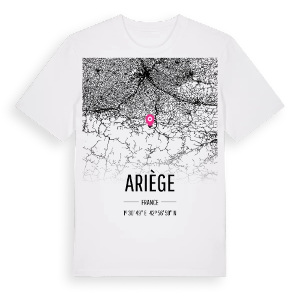 Ariège karta t-shirt – ekologisk bomull t-shirt från Pinshirt