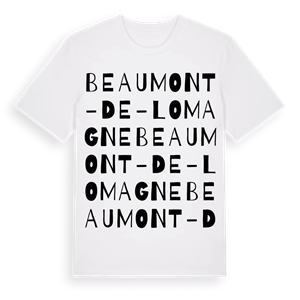 Beaumont-de-Lomagne ordlek t-shirt – ekologisk bomull t-shirt från Pinshirt