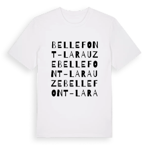 Bellefont-La Rauze ordlek t-shirt – ekologisk bomull t-shirt från Pinshirt
