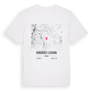 Bordères-Louron karta t-shirt – ekologisk bomull t-shirt från Pinshirt