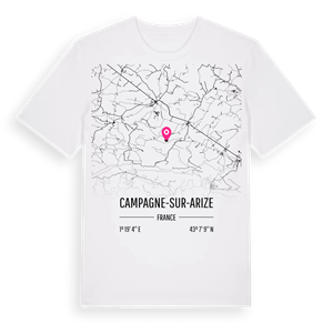 Campagne-sur-Arize karta t-shirt – ekologisk bomull t-shirt från Pinshirt