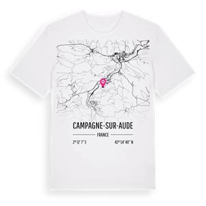 Campagne-sur-Aude karta t-shirt – ekologisk bomull t-shirt från Pinshirt