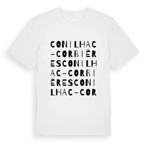 Conilhac-Corbières ordlek t-shirt – ekologisk bomull t-shirt från Pinshirt