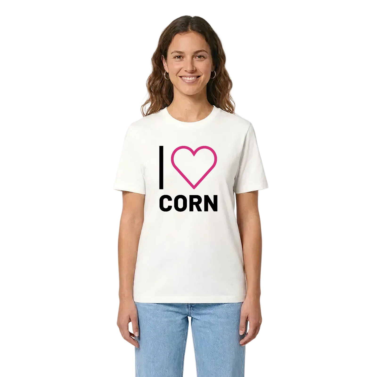 Jag älskar Corn t-shirt stort tryck – White, i miljö
