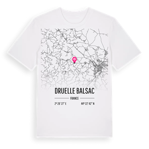 Druelle Balsac karta t-shirt – ekologisk bomull t-shirt från Pinshirt