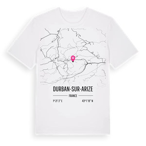 Durban-sur-Arize karta t-shirt – ekologisk bomull t-shirt från Pinshirt