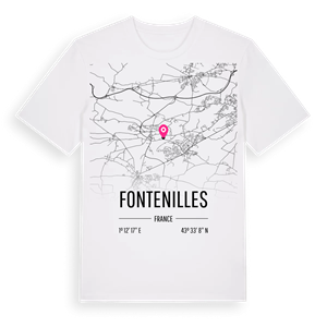 Fontenilles karta t-shirt – ekologisk bomull t-shirt från Pinshirt