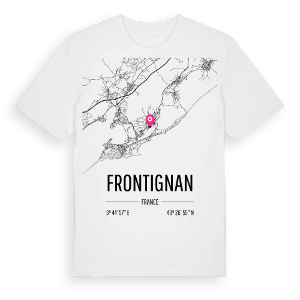 Frontignan karta t-shirt – ekologisk bomull t-shirt från Pinshirt