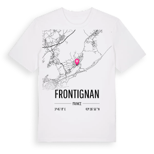 Frontignan karta t-shirt – ekologisk bomull t-shirt från Pinshirt