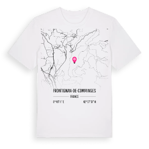 Frontignan-de-Comminges karta t-shirt – ekologisk bomull t-shirt från Pinshirt