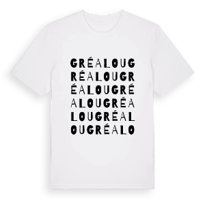 Gréalou ordlek t-shirt – ekologisk bomull t-shirt från Pinshirt
