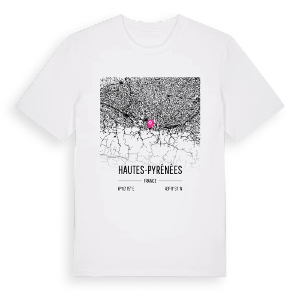 Hautes-Pyrénées karta t-shirt – ekologisk bomull t-shirt från Pinshirt