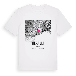 Hérault karta t-shirt – ekologisk bomull t-shirt från Pinshirt