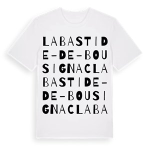 La Bastide-de-Bousignac ordlek t-shirt – ekologisk bomull t-shirt från Pinshirt