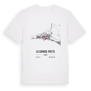 La Grande-Motte karta t-shirt – ekologisk bomull t-shirt från Pinshirt