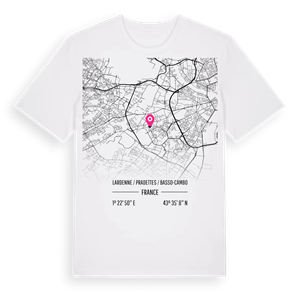 Lardenne / Pradettes / Basso-Cambo karta t-shirt – ekologisk bomull t-shirt från Pinshirt