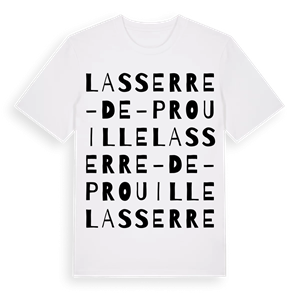 Lasserre-de-Prouille ordlek t-shirt – ekologisk bomull t-shirt från Pinshirt